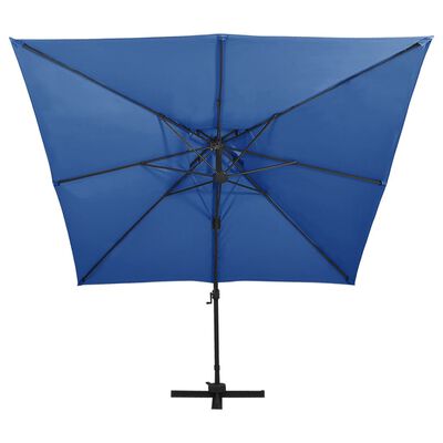 vidaXL Parasol de jardin en porte-à-faux avec double toit bleu azur