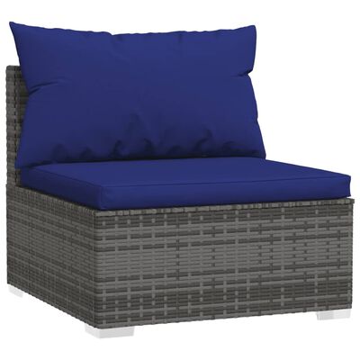 vidaXL Salon de jardin 9 pcs avec coussins Gris Résine tressée