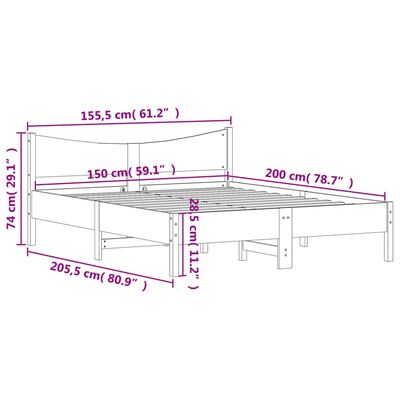 vidaXL Cadre de lit sans matelas cire marron 150x200cm bois pin massif