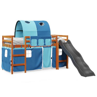 vidaXL Lit mezzanine enfants avec tunnel bleu 80x200cm bois pin massif