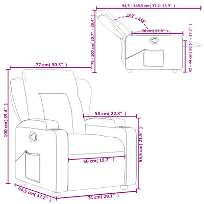 vidaXL Fauteuil inclinable Taupe Tissu