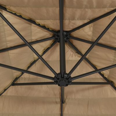 vidaXL Parasol de jardin avec LED et mât en acier marron 223x223x213cm