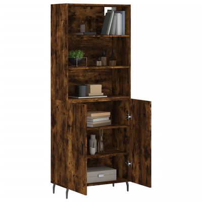 vidaXL Buffet haut Chêne fumé 69,5x34x180 cm Bois d'ingénierie