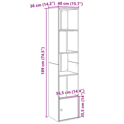 vidaXL Bibliothèque chêne fumé 40x36x189 cm bois d'ingénierie