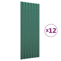 vidaXL Panneaux de toiture 12 pcs Acier enduit de poudre Vert 100x36cm