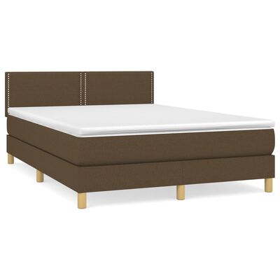 vidaXL Sommier à lattes de lit avec matelas Marron foncé 140x200 cm