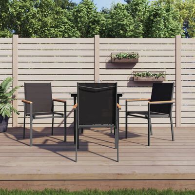 vidaXL Ensemble à manger de jardin 5 pcs noir textilène et acier