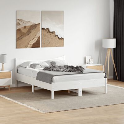 vidaXL Cadre de lit sans matelas blanc 140x200 cm bois de pin massif