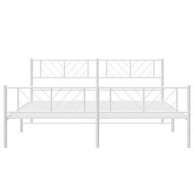 vidaXL Cadre de lit métal sans matelas et pied de lit blanc 183x213 cm