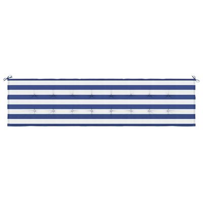 vidaXL Coussin de banc de jardin rayures bleues et blanches 200x50x3cm