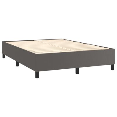 vidaXL Sommier à lattes de lit avec matelas Gris 140x200 cm Similicuir