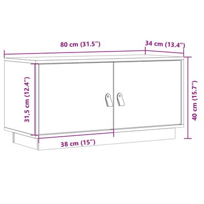 vidaXL Meuble TV Gris 80x34x40 cm Bois de pin massif