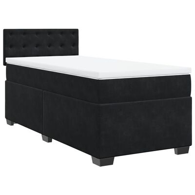 vidaXL Sommier à lattes de lit avec matelas Noir 100x200 cm Velours