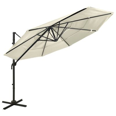 vidaXL Parasol de jardin à 4 niveaux avec mât en aluminium sable