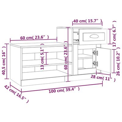 vidaXL Armoire à chaussure blanc brillant 100x42x60 cm bois ingénierie