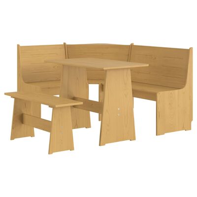 vidaXL Ensemble à manger REINE 3 pcs marron miel bois de pin massif