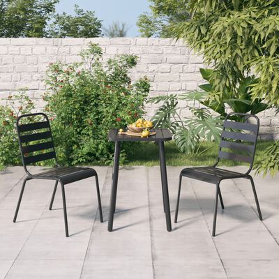 vidaXL Ensemble à manger de jardin 3 pcs anthracite acier