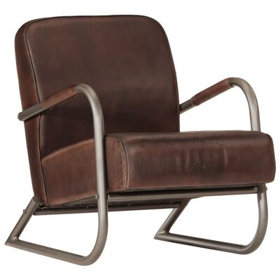 vidaXL Fauteuil marron cuir véritable