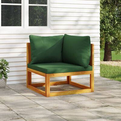 vidaXL Canapé d'angle sectionnel et coussins verts bois massif acacia