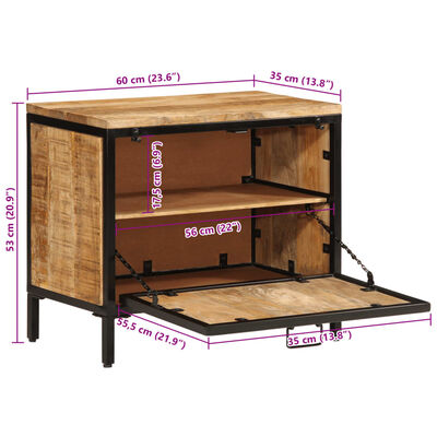 vidaXL Armoire à chaussures 60x35x53 cm bois de manguier massif brut