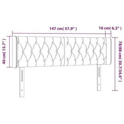 vidaXL Tête de lit avec oreilles Gris foncé 147x16x78/88 cm Velours