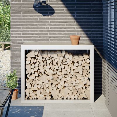 vidaXL Portant de bois de chauffage blanc 100x40x80 cm acier