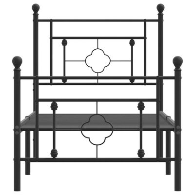 vidaXL Cadre de lit métal sans matelas avec pied de lit noir 80x200 cm