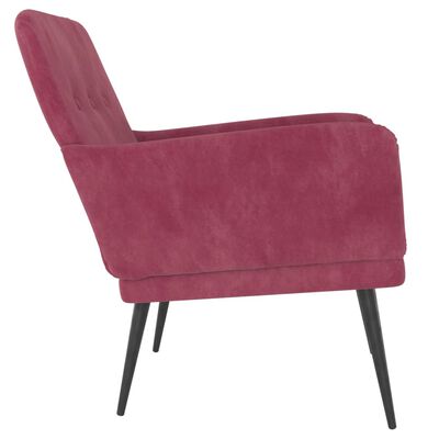 vidaXL Fauteuil Rouge bordeaux 62x79x79 cm Velours