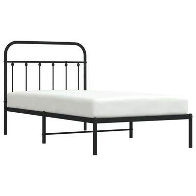 vidaXL Cadre de lit métal sans matelas avec tête de lit noir 100x190cm