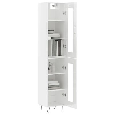 vidaXL Buffet haut Blanc brillant 34,5x34x180 cm Bois d'ingénierie