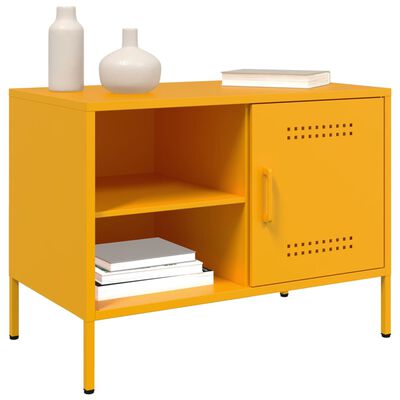 vidaXL Meuble TV jaune moutarde 68x39x50,5 cm acier