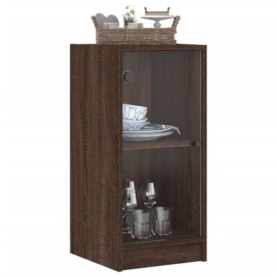 vidaXL Armoire latérale avec portes en verre chêne marron 35x37x75,5cm