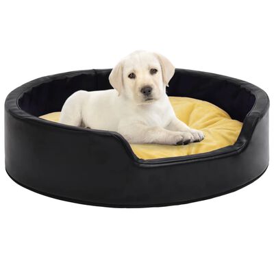 vidaXL Lit pour chiens Noir et jaune 99x89x21 cm Peluche et similicuir