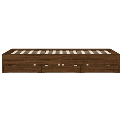 vidaXL Cadre de lit avec tiroirs sans matelas chêne marron 140x190 cm