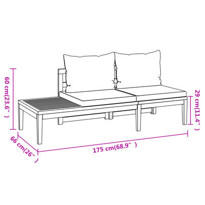 vidaXL Bancs de jardin avec coussins gris foncé lot de 2 Bois d'acacia