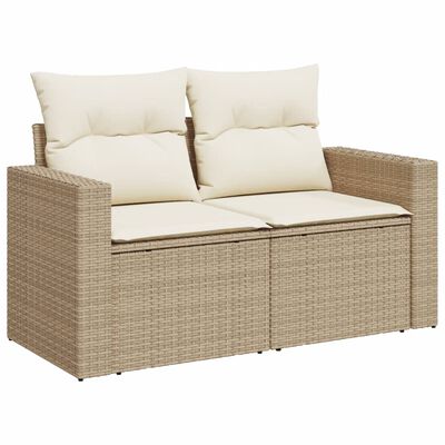 vidaXL Salon de jardin avec coussins 8 pcs beige résine tressée