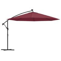 vidaXL Parasol déporté avec lumières LED Rouge bordeaux 350 cm