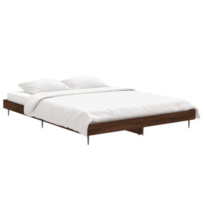 vidaXL Cadre de lit chêne marron 135x190 cm bois d'ingénierie