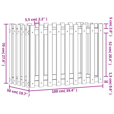 vidaXL Lit surélevé de jardin design de clôture 100x50x70cm pin massif