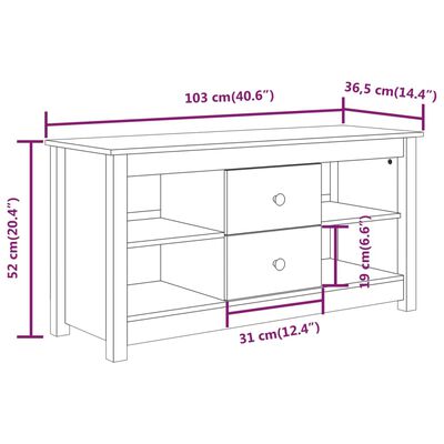 vidaXL Meuble TV Marron miel 103x36,5x52 cm Bois de pin massif