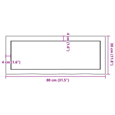 vidaXL Comptoir de salle de bain 80x30x(2-6) cm bois massif non traité