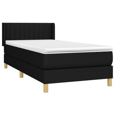 vidaXL Sommier à lattes de lit avec matelas Noir 90x190 cm Tissu