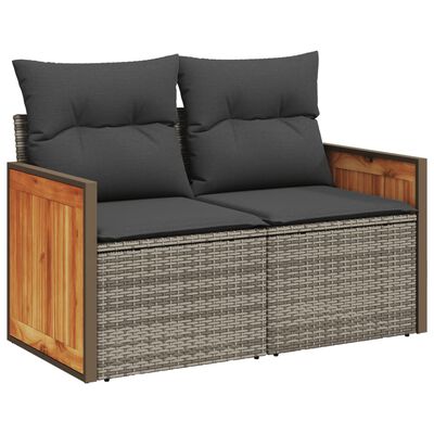 vidaXL Salon de jardin avec coussins 12 pcs gris résine tressée