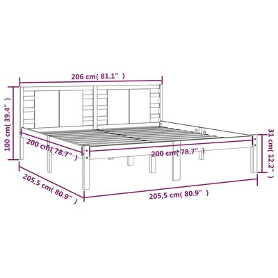 vidaXL Cadre de lit Blanc Bois de pin massif 200x200 cm