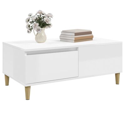 vidaXL Table basse Blanc brillant 90x50x36,5 cm Bois d'ingénierie