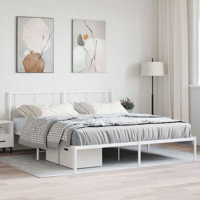 vidaXL Cadre de lit métal sans matelas et tête de lit blanc 193x203 cm