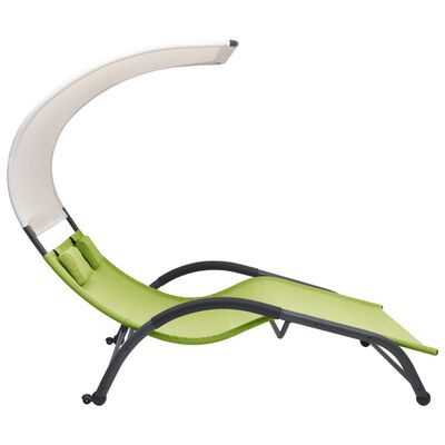 vidaXL Chaise longue double avec auvent textilène vert