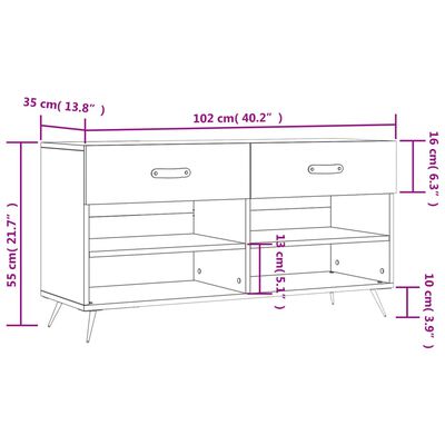 vidaXL Banc à chaussures gris béton 102x35x55 cm bois d'ingénierie