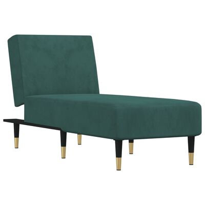 vidaXL Chaise longue vert foncé velours