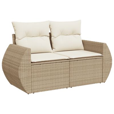 vidaXL Salon de jardin avec coussins 9 pcs beige résine tressée